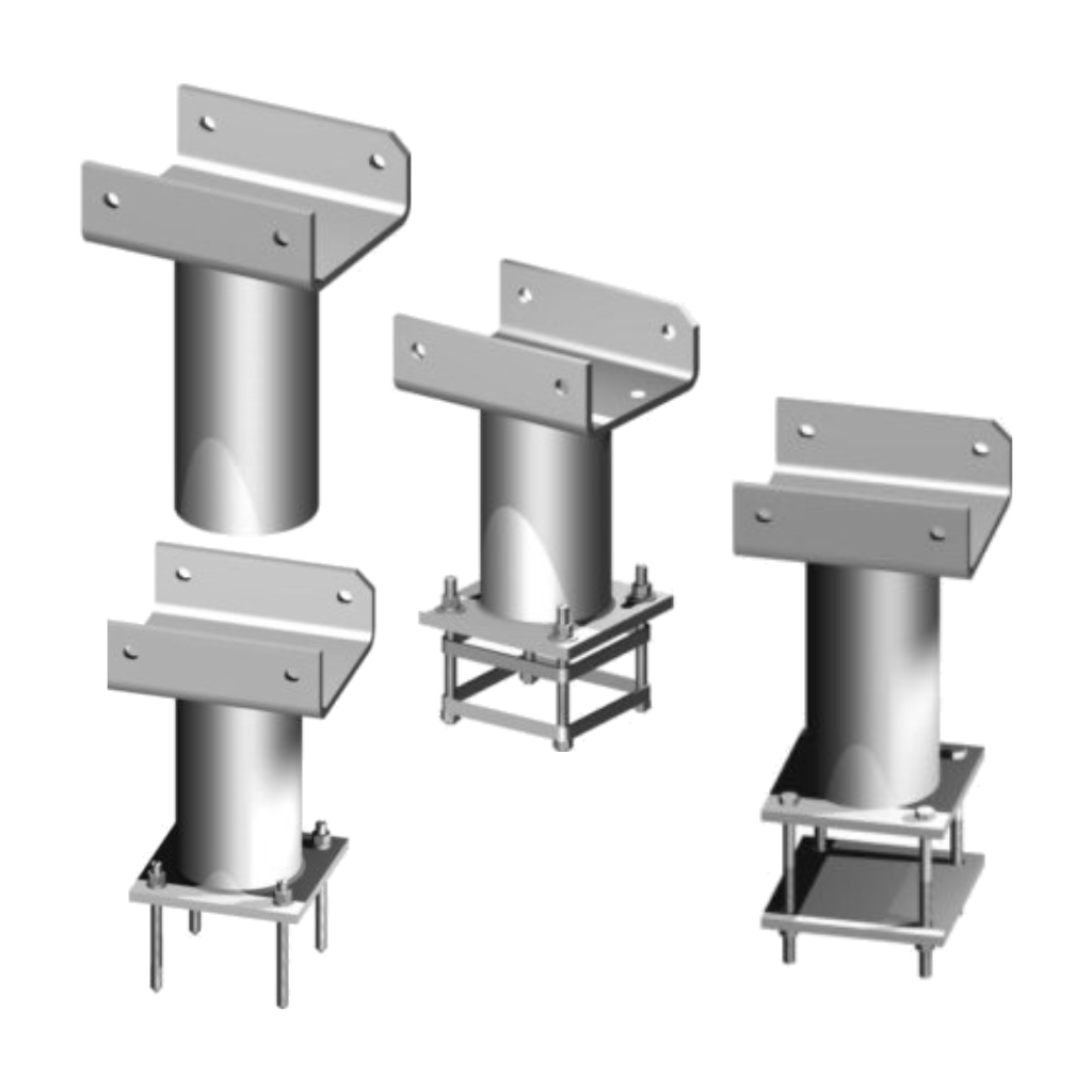 Multiple material hoist bases on a white background