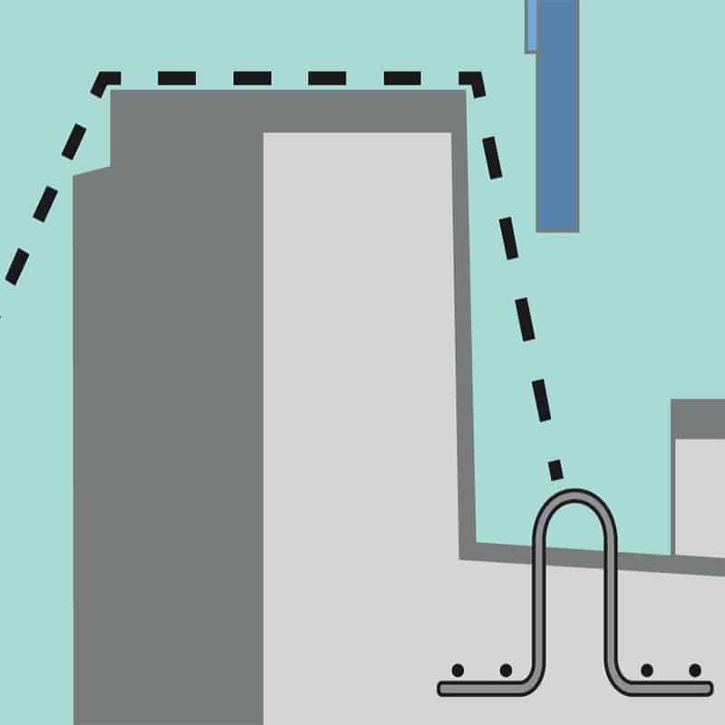 Diagram illustrating the gap detail for U-bar permanent roof anchors