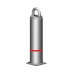 A fully embedded permanent roof anchor with a red line to indicate where it's placed in concrete
