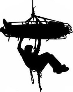 rescue worker hanging 